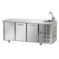 3 Door Refrigerated Counter with Sink - TF03EKOGNL