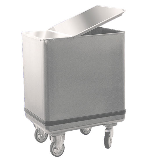 2671 – trolley for flour transporting with lid in stainless steel, 195 litres