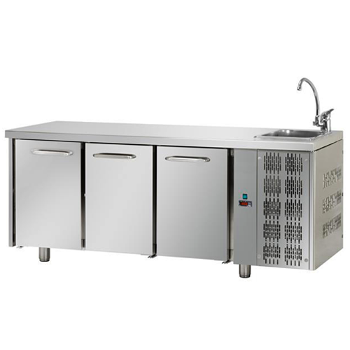 3 Door Refrigerated Counter with Sink - TF03EKOGNL