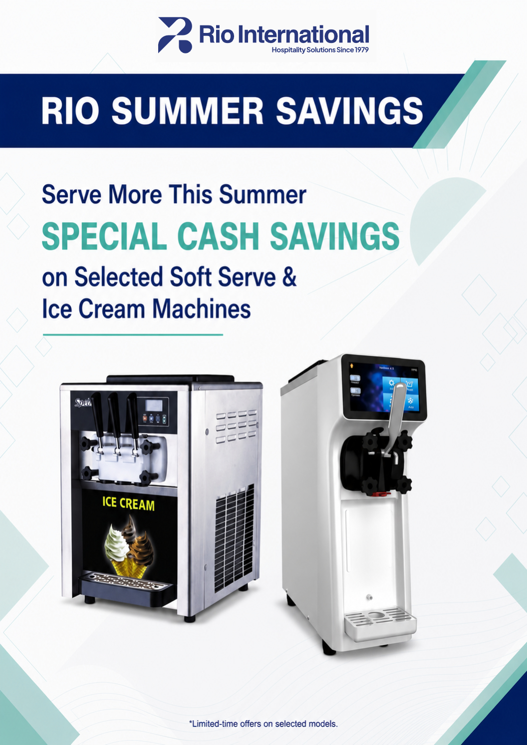 Special Cash Savings on Selected Soft Serve & Ice Cream machines